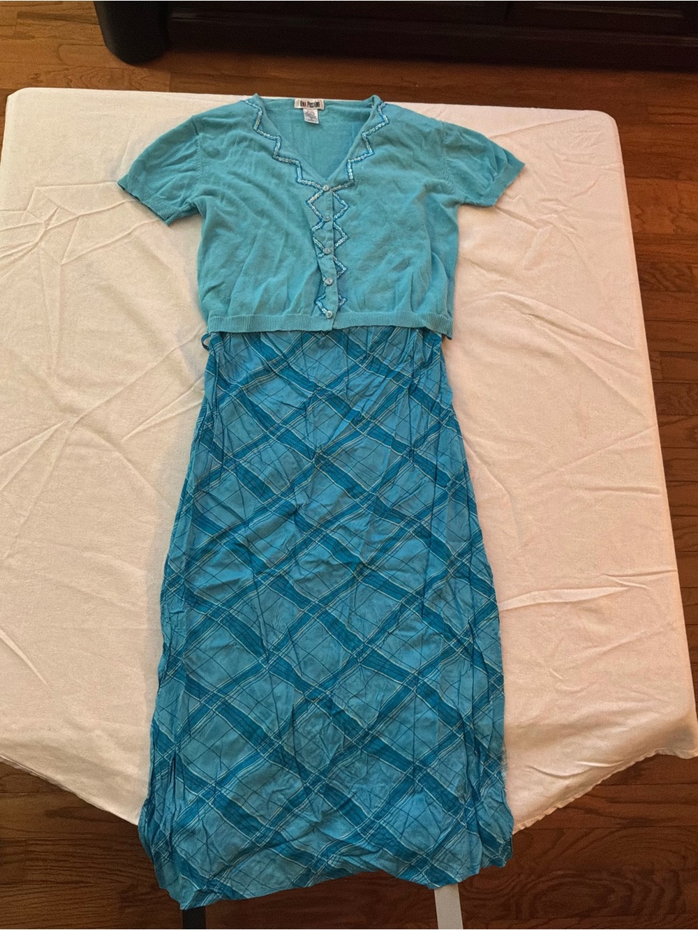 ******* Nina Piccalino Turquoise Sequin-Trim Top b5 *******